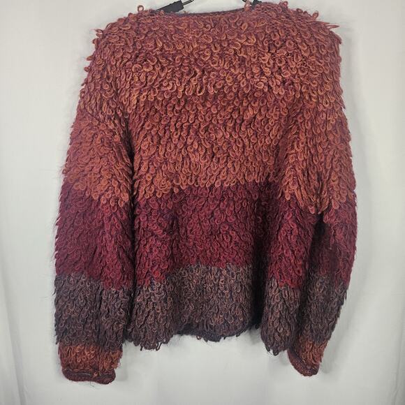 Rosanna Looped Mohair Crop Cardigan Sweater Vtg 80s Bohemian Colorful Medium - Picture 5 of 7